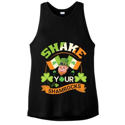 Shake Your Shamrocks Funny Leprechaun St Patricks Day Ladies PosiCharge Tri-Blend Wicking Tank