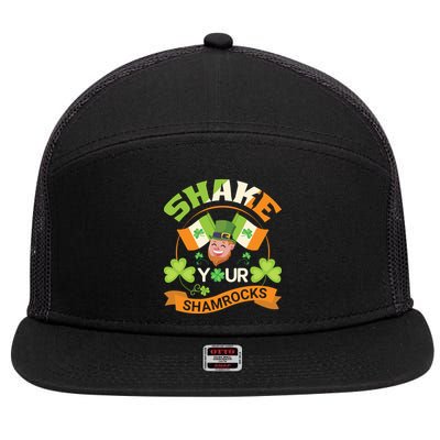 Shake Your Shamrocks Funny Leprechaun St Patricks Day 7 Panel Mesh Trucker Snapback Hat