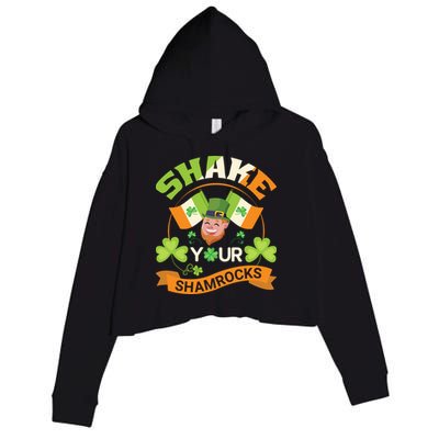 Shake Your Shamrocks Funny Leprechaun St Patricks Day Crop Fleece Hoodie