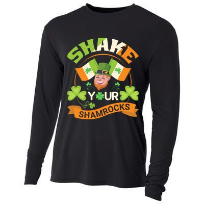 Shake Your Shamrocks Funny Leprechaun St Patricks Day Cooling Performance Long Sleeve Crew