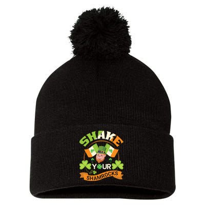 Shake Your Shamrocks Funny Leprechaun St Patricks Day Pom Pom 12in Knit Beanie