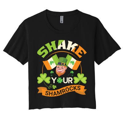 Shake Your Shamrocks Funny Leprechaun St Patricks Day Crop Top
