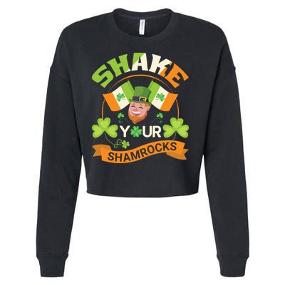 Shake Your Shamrocks Funny Leprechaun St Patricks Day Cropped Pullover Crew