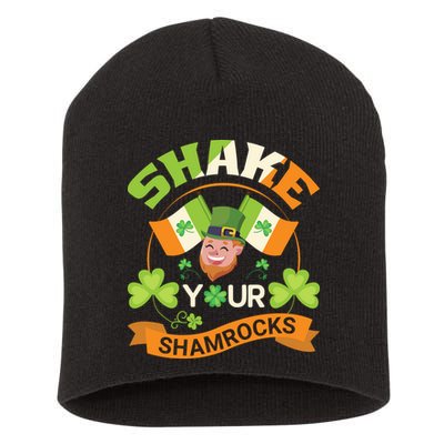 Shake Your Shamrocks Funny Leprechaun St Patricks Day Short Acrylic Beanie