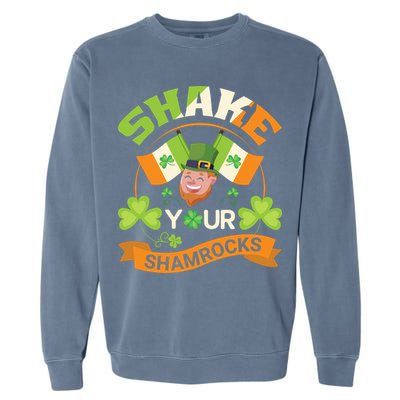 Shake Your Shamrocks Funny Leprechaun St Patricks Day Garment-Dyed Sweatshirt
