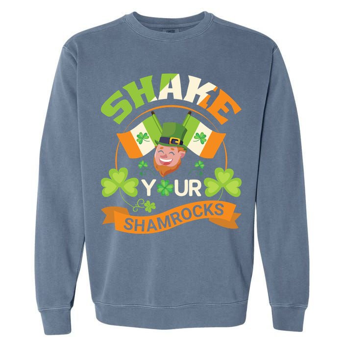 Shake Your Shamrocks Funny Leprechaun St Patricks Day Garment-Dyed Sweatshirt