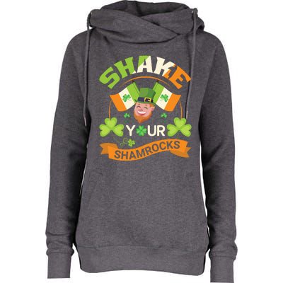 Shake Your Shamrocks Funny Leprechaun St Patricks Day Womens Funnel Neck Pullover Hood