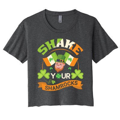 Shake Your Shamrocks Funny Leprechaun St Patricks Day Women's Crop Top Tee