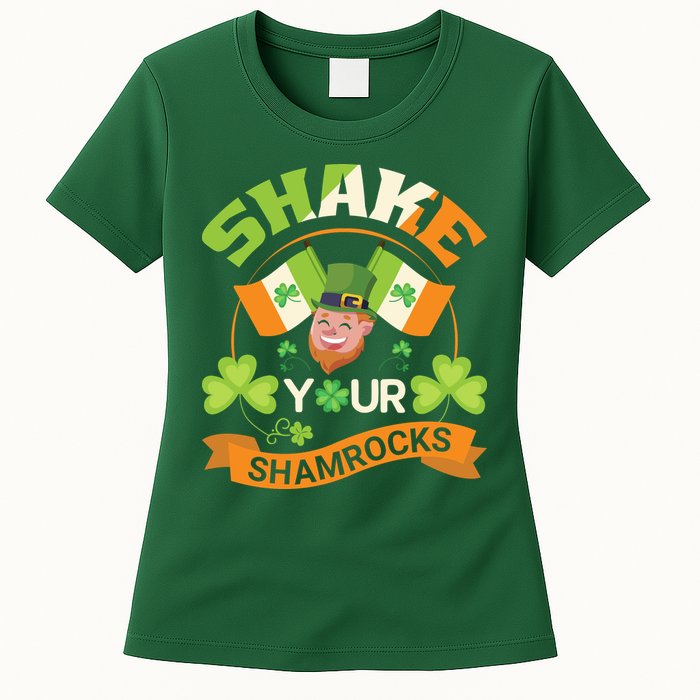 Shake Your Shamrocks Funny Leprechaun St Patricks Day Womens T-Shirt