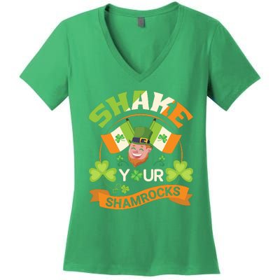 Shake Your Shamrocks Funny Leprechaun St Patricks Day Women's V-Neck T-Shirt