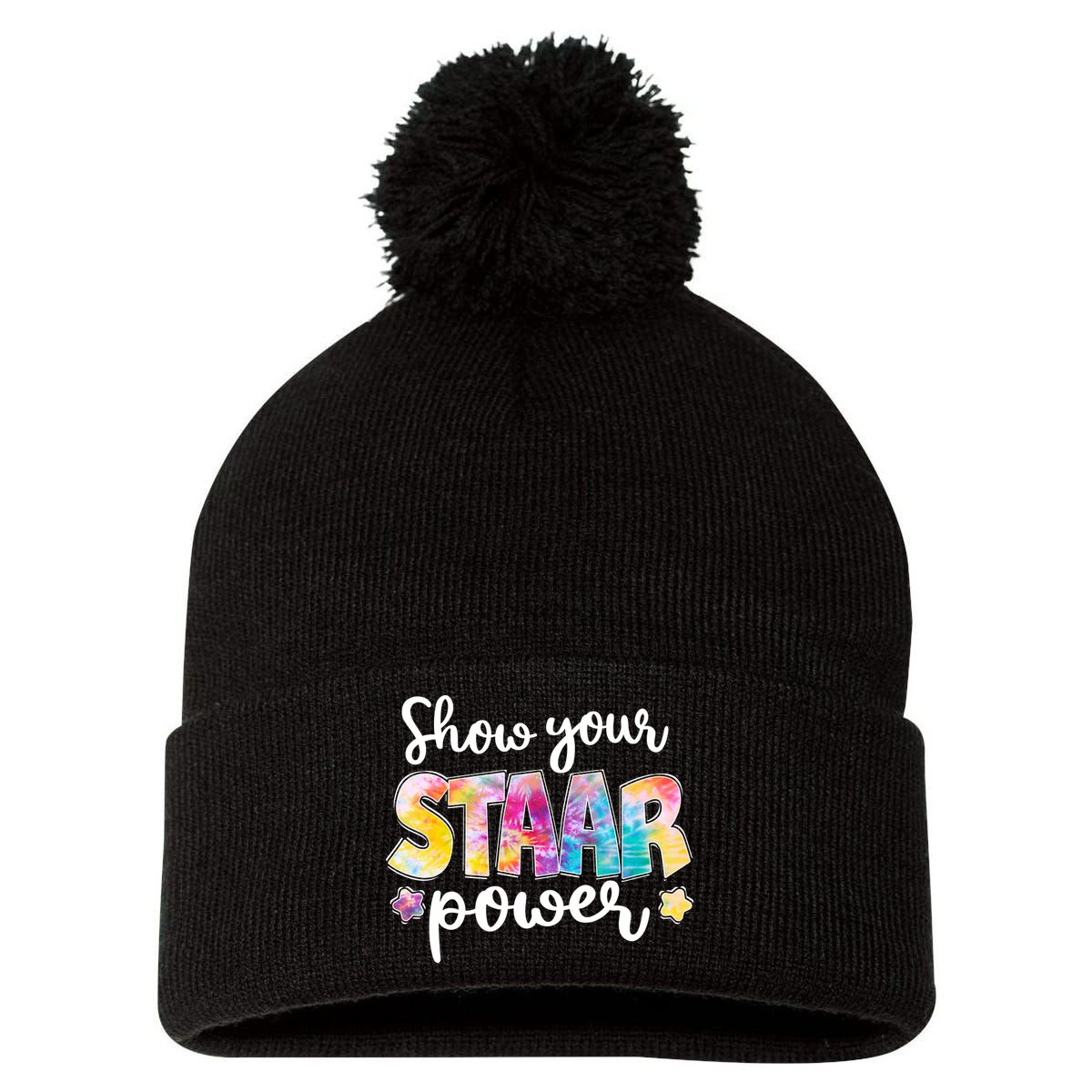 Show Your STAAR Power School Testing Pom Pom 12in Knit Beanie
