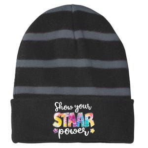 Show Your STAAR Power School Testing Striped Beanie with Solid Band