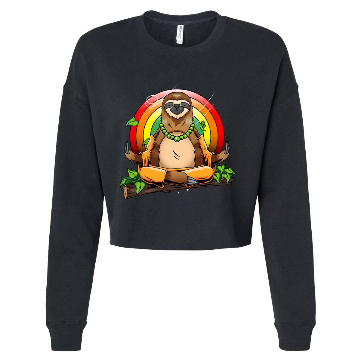 Sloth Yoga Super Cute Animal Yogi Meditating Magical Spirit Gift Cropped Pullover Crew