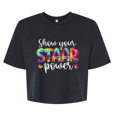 Show Your Staar Power Tie Dye Teacher Testing Exam Test Day Bella+Canvas Jersey Crop Tee