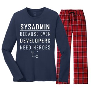 Sysadmin Because Even Developers Need Heroes Women's Long Sleeve Flannel Pajama Set 