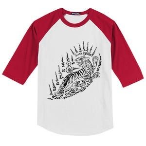 Sak Yant Thai Tattoo Powerful Tiger Magical Thailand Kids Colorblock Raglan Jersey