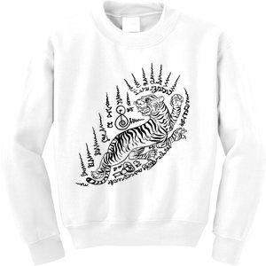 Sak Yant Thai Tattoo Powerful Tiger Magical Thailand Kids Sweatshirt