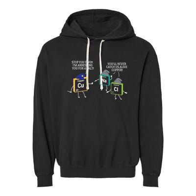 Stop You Two I'm Arresting You Salt Copper Funny Science Garment-Dyed Fleece Hoodie