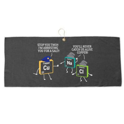 Stop You Two I'm Arresting You Salt Copper Funny Science Large Microfiber Waffle Golf Towel