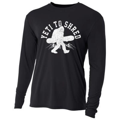 Snowboard Yeti To Shred Funny Snowboarding Bigfoot  Cooling Performance Long Sleeve Crew