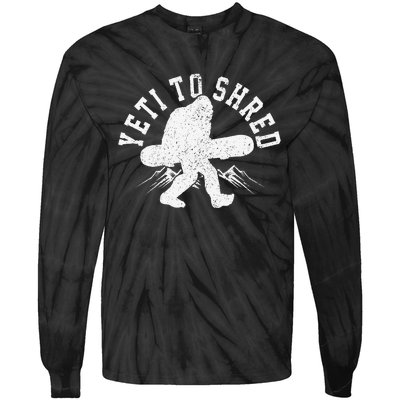 Snowboard Yeti To Shred Funny Snowboarding Bigfoot  Tie-Dye Long Sleeve Shirt