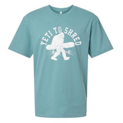 Snowboard Yeti To Shred Funny Snowboarding Bigfoot  Sueded Cloud Jersey T-Shirt