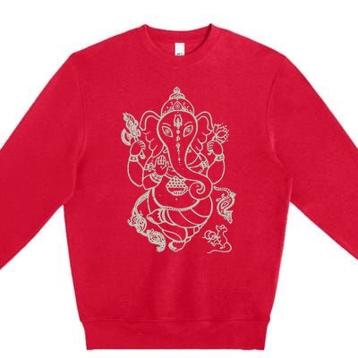 Sak Yant Thai Tattoo Ganesh Elephant God Thailand Gift Premium Crewneck Sweatshirt