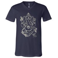 Sak Yant Thai Tattoo Ganesh Elephant God Thailand Gift V-Neck T-Shirt