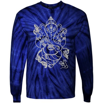 Sak Yant Thai Tattoo Ganesh Elephant God Thailand Gift Tie-Dye Long Sleeve Shirt