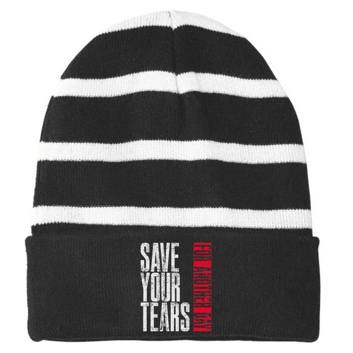 Save Your Tears Striped Beanie with Solid Band