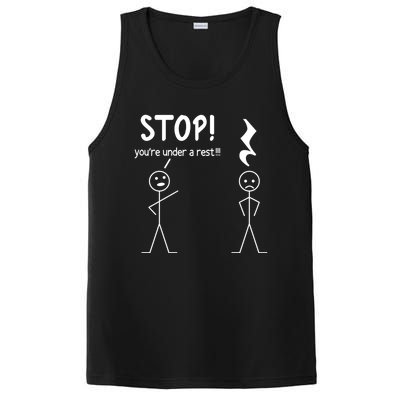 Stop You're Under A Rest Funny Music Musician Stick Cool Gift PosiCharge Competitor Tank