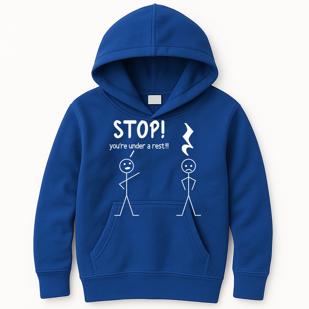 Stop You're Under A Rest Funny Music Musician Stick Cool Gift Kids Hoodie