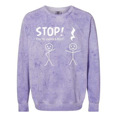 Stop YouRe Under A Rest Musical Pun Colorblast Crewneck Sweatshirt