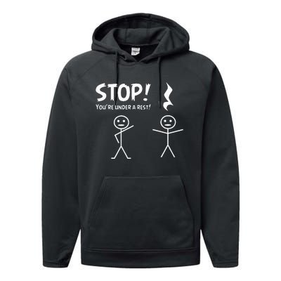 Stop YouRe Under A Rest Musical Pun Performance Fleece Hoodie