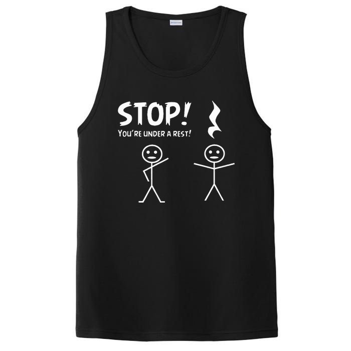 Stop YouRe Under A Rest Musical Pun PosiCharge Competitor Tank