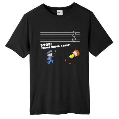 Stop You're Under A Rest Funny Music Sheet Musician Player Gift Tall Fusion ChromaSoft Performance T-Shirt