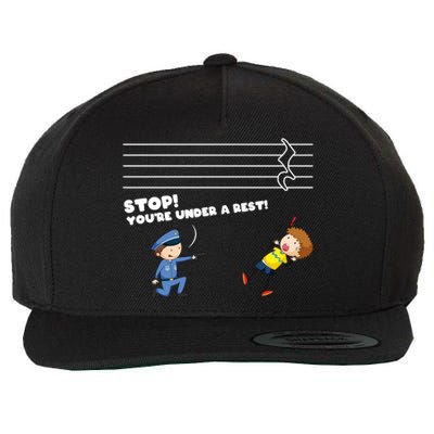 Stop You're Under A Rest Funny Music Sheet Musician Player Gift Wool Snapback Cap