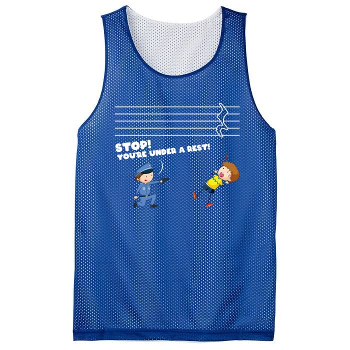 Stop You're Under A Rest Funny Music Sheet Musician Player Gift Mesh Reversible Basketball Jersey Tank