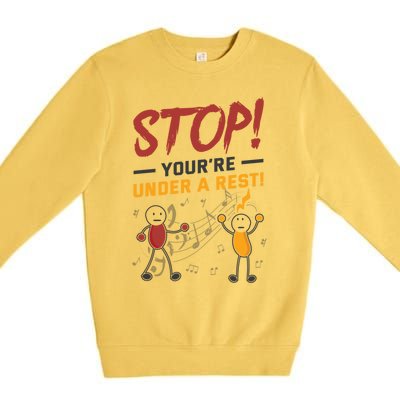 Stop You're Under A Rest Musician Funny Music Pun Meaningful Gift Premium Crewneck Sweatshirt