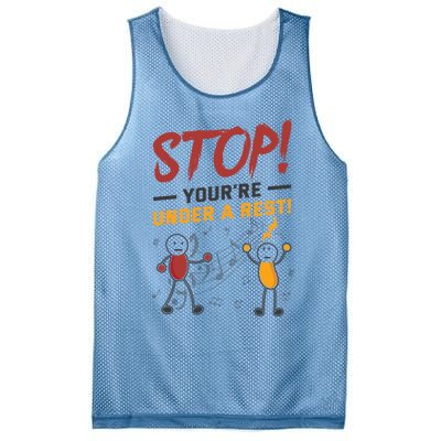 Stop You're Under A Rest Musician Funny Music Pun Meaningful Gift Mesh Reversible Basketball Jersey Tank