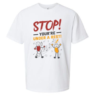 Stop You're Under A Rest Musician Funny Music Pun Meaningful Gift Sueded Cloud Jersey T-Shirt