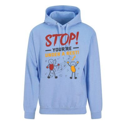 Stop You're Under A Rest Musician Funny Music Pun Meaningful Gift Unisex Surf Hoodie