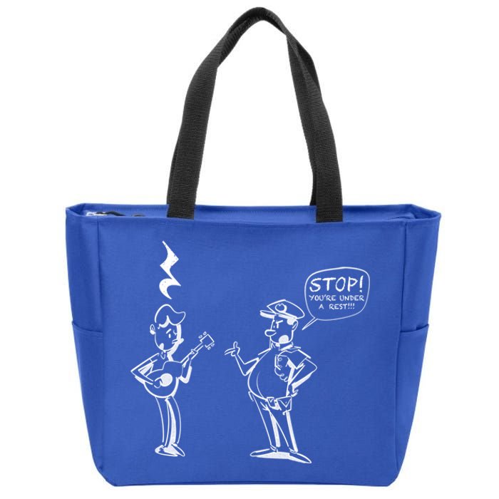 Stop! You're Under A Rest!!! Funny Music Theory Police Joke Gift Zip Tote Bag