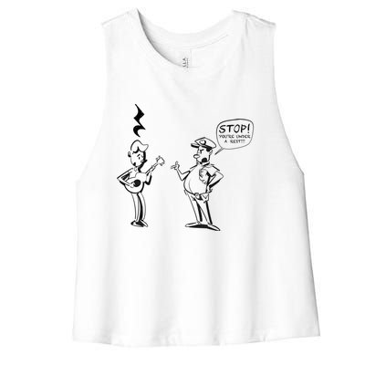 Stop! You're Under A Rest!!! Funny Music Theory Police Joke Gift Women's Racerback Cropped Tank