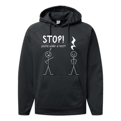 Stop You're Under A Rest Funny Music Musician Stick Man Performance Fleece Hoodie