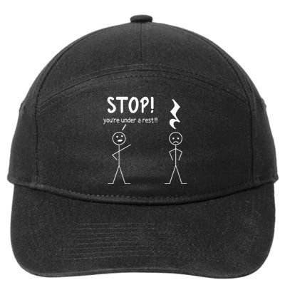 Stop You're Under A Rest Funny Music Musician Stick Man 7-Panel Snapback Hat