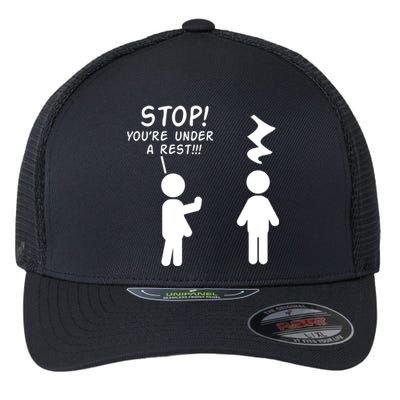 Stop You're Under A Rest Funny Music Band Gift Flexfit Unipanel Trucker Cap