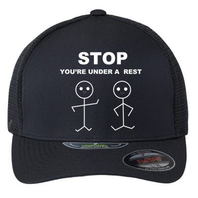 Stop You're Under A Rest Police Music Humor Novelty Funny Great Gift Flexfit Unipanel Trucker Cap