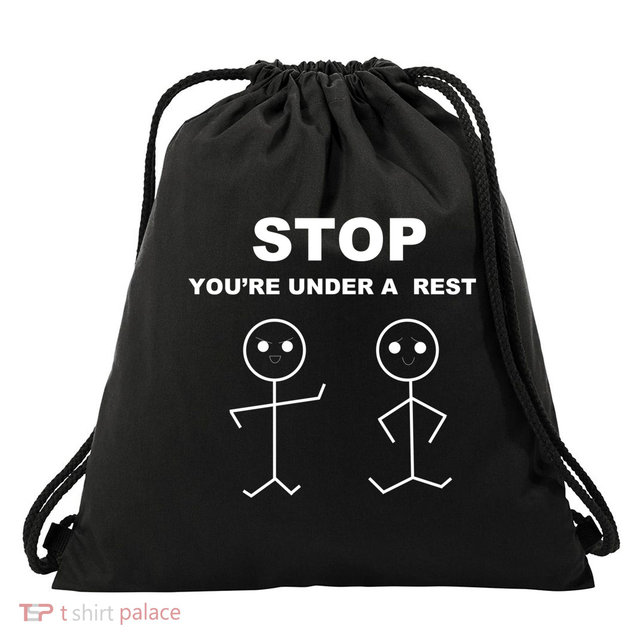 Stop You're Under A Rest Police Music Humor Novelty Funny Great Gift Drawstring Bag