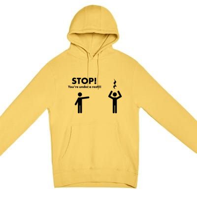 Stop You're Under A Rest Gift Premium Pullover Hoodie